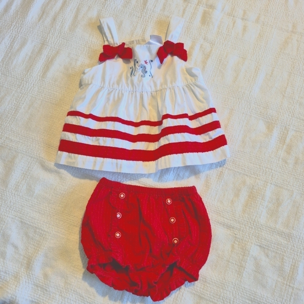 Janie and Jack Layette 6-12 months By The Sea Seahorse 2-piece Outfit VHTF